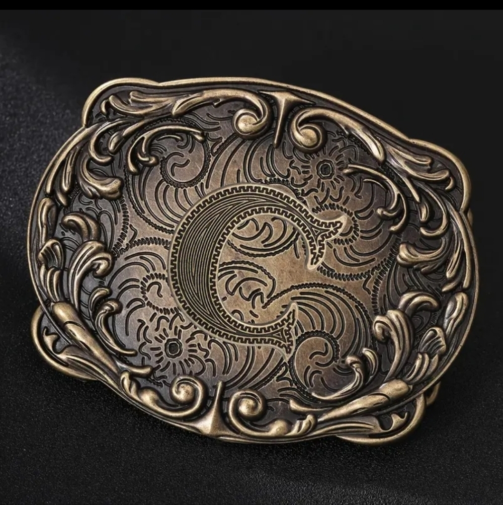 Western Initial “C” Belt Buckle – Monogram Floral Scroll – Cowboy Cowgirl